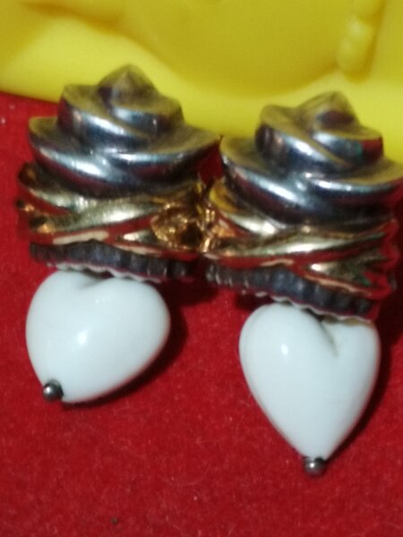 Cercei vintage francezi din argint cu aur 18K si piatra howlit