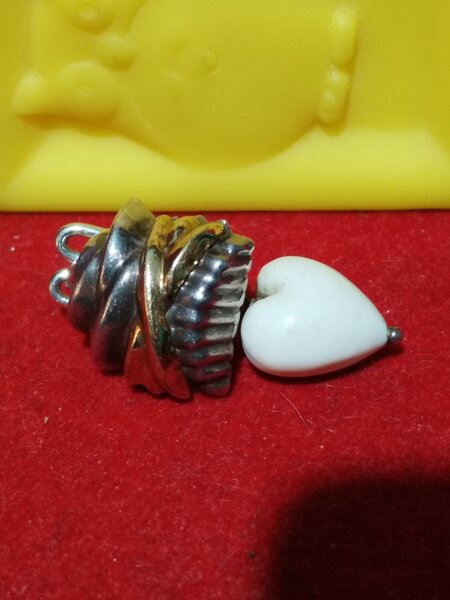 Cercei vintage francezi din argint cu aur 18K si piatra howlit