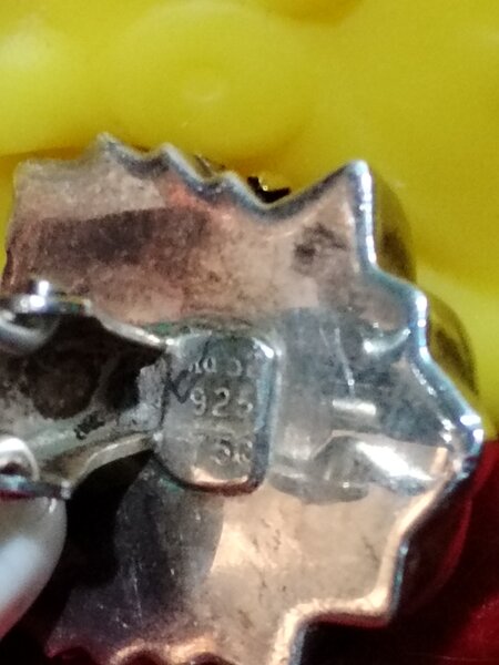 Cercei vintage francezi din argint cu aur 18K si piatra howlit